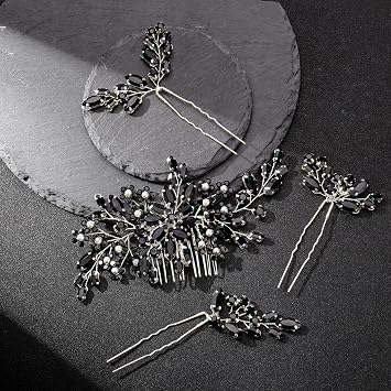 Wedding hair accessories, Bridal for piece, brides headpiece, Bride comb(Black)
