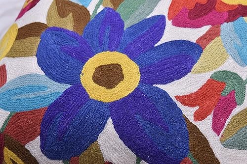 Miniatura 7 de Kashmir Designs Funda de almohada floral de margaritas bordada a mano, funda de almohada tradicional floral Suzani para exteriores, cojín bohemio