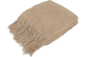 PAVILIA Tan Throw, Boho Knitted Goodness for Your Home
