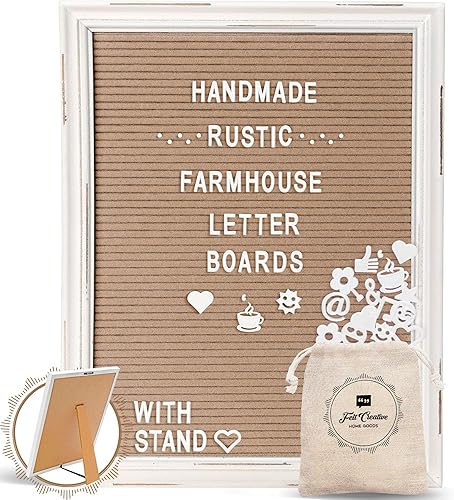 Tablero de letras de fieltro capuchino letrero de regreso a clases con marco blanco de madera rústica - Letrero de tablero de letras de granja con