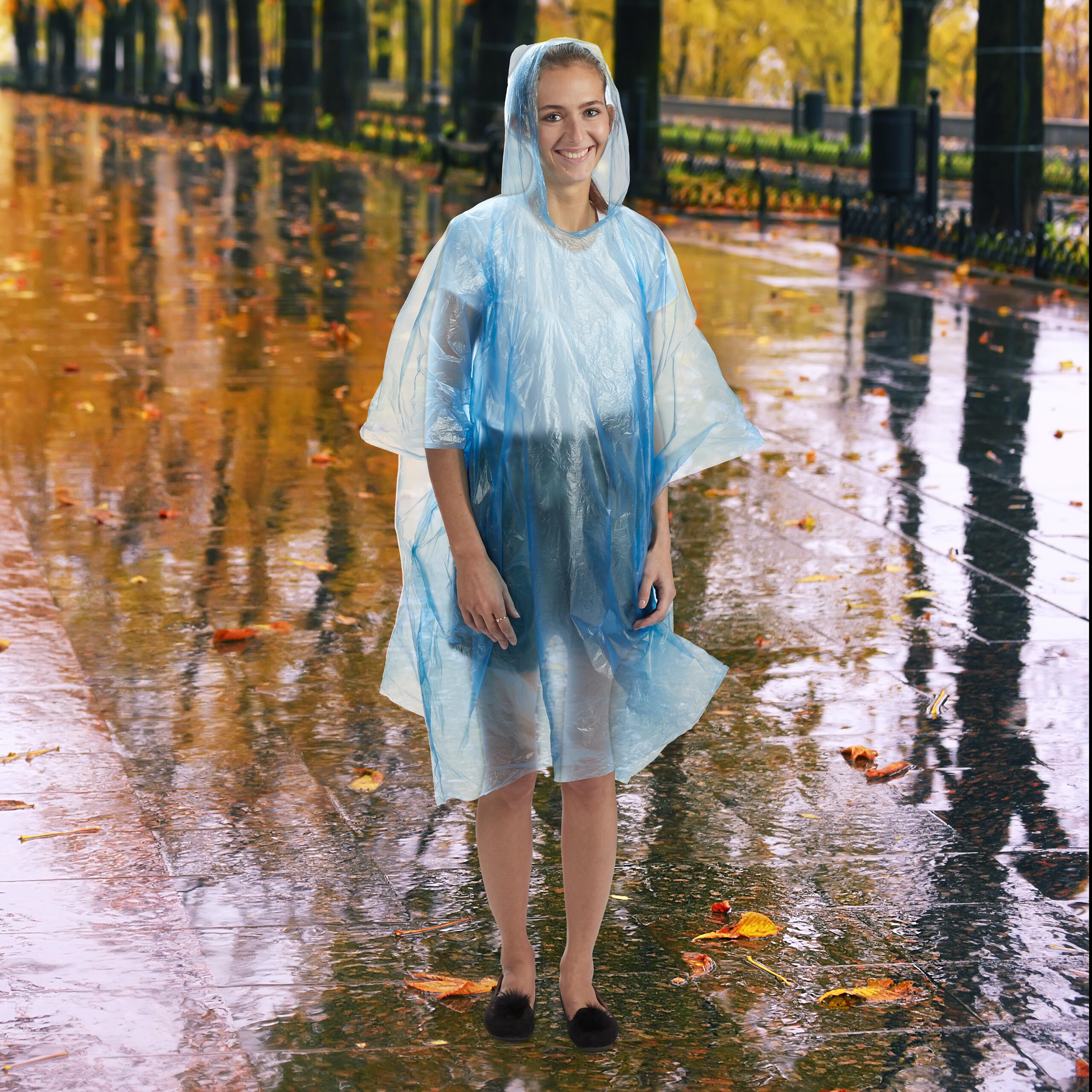 Relaxdays Lot de 20 ponchos de pluie, jetables, avec capuche, pour festival, urgence, pour homme et femme, couleur au choix