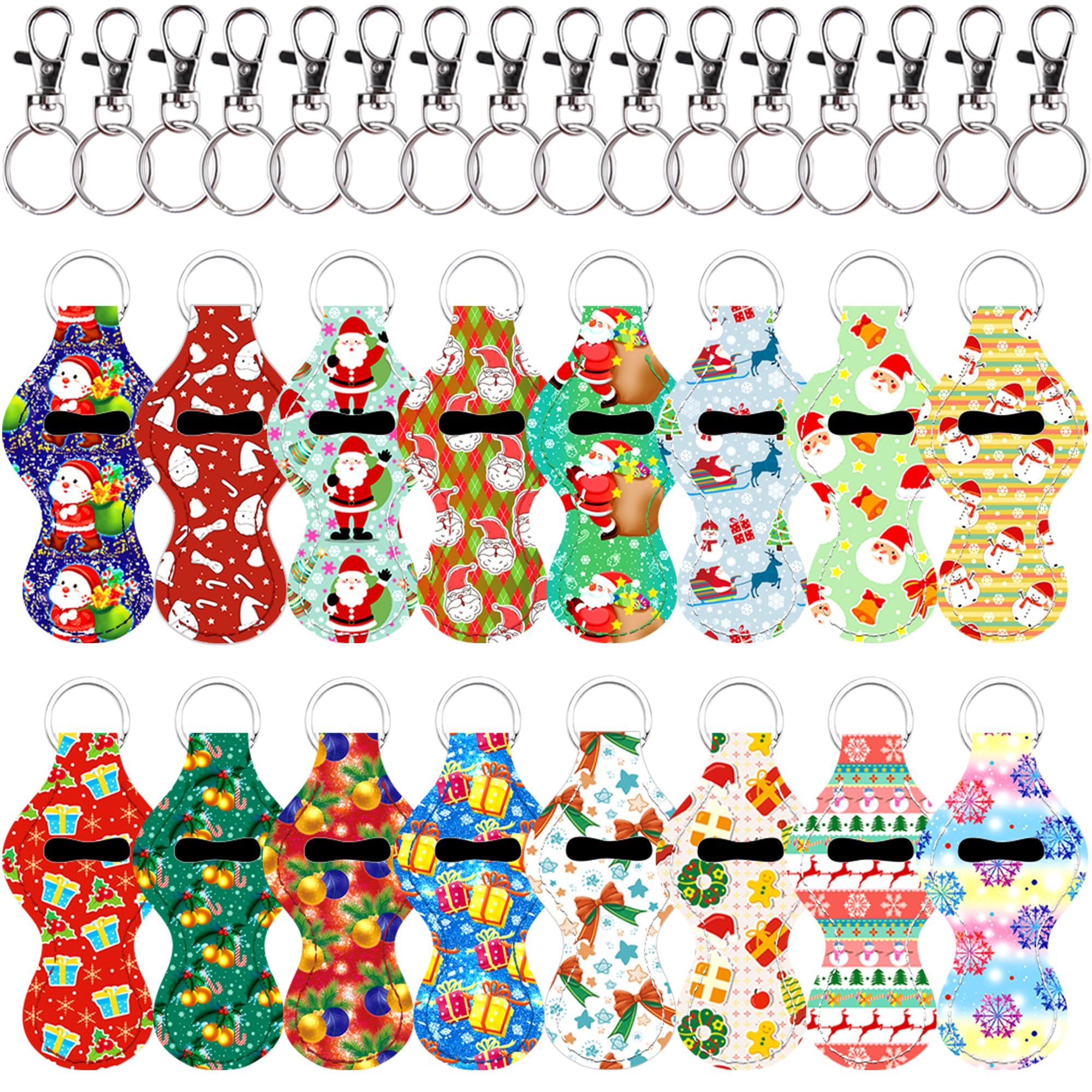 Duufin 16 Pieces Chapstick Holder Keychain with 16 Pieces Metal Clip Cords for Chapstick Tracker and Safeguard