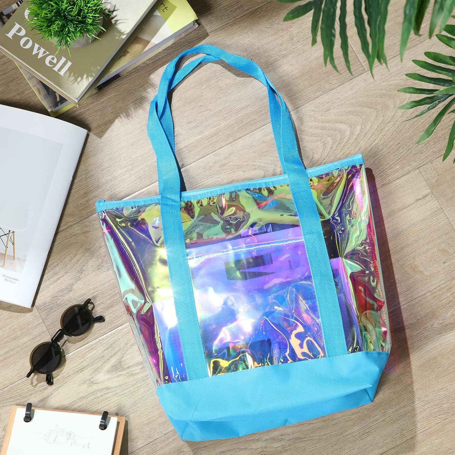 Reginary 8 Pieces Clear Tote Bags Shoulder Handbag Security Approved See Through Bag with Zipper Closure for Travel Work - Image 6