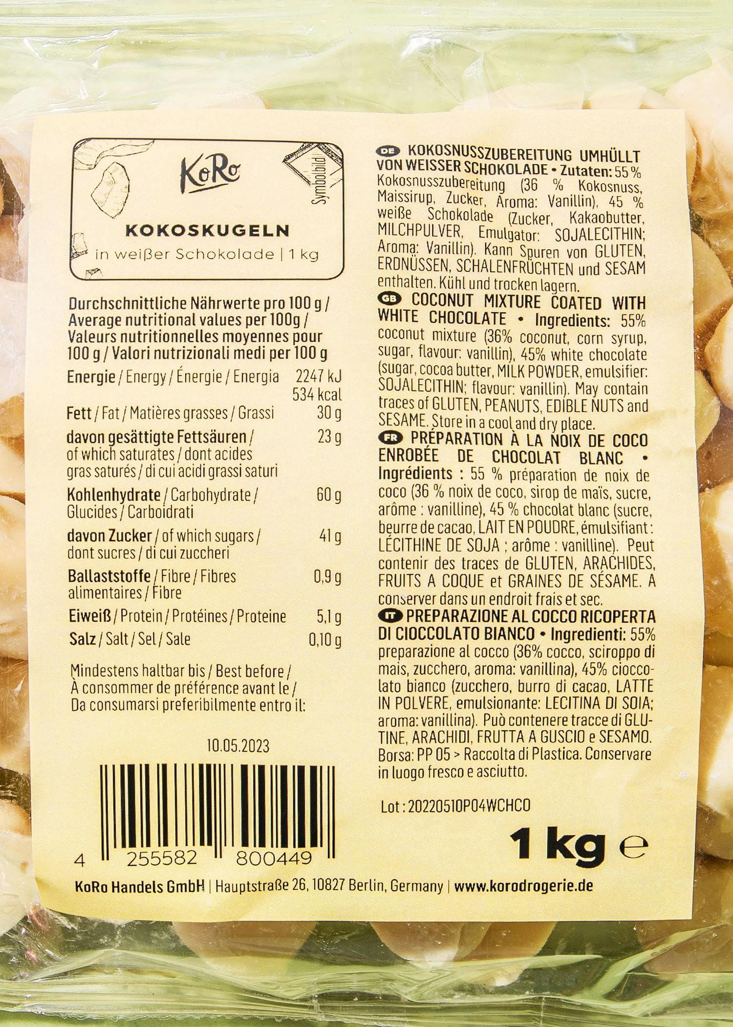 KoRo - Palline al cocco e cioccolato bianco | 1 kg