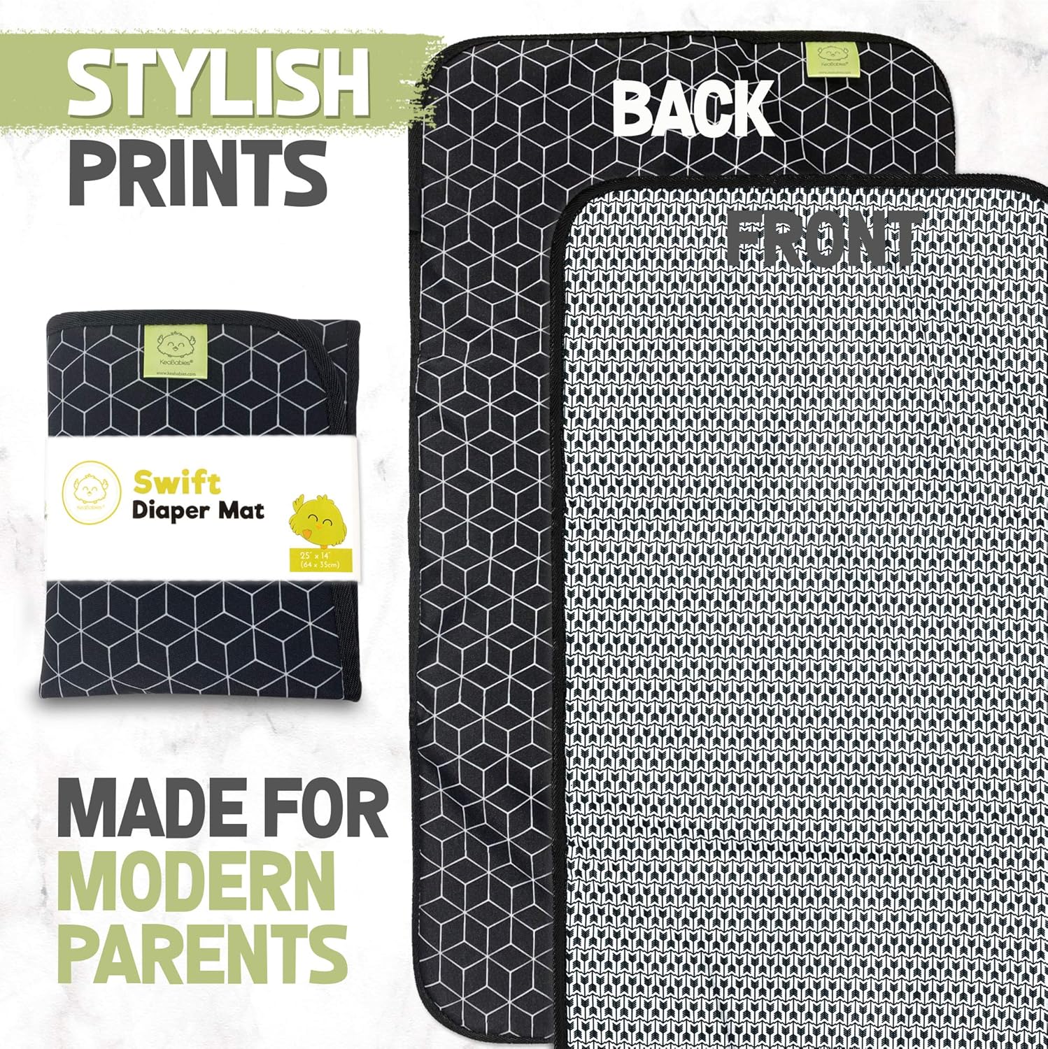Portable Diaper Changing Pad - Waterproof Foldable Baby Changing Mat - Travel Diaper Change Mat - Lightweight Changing Pads for Baby - Baby Changer - Machine Washable - Small Changing Pad (Black Geo) : Baby