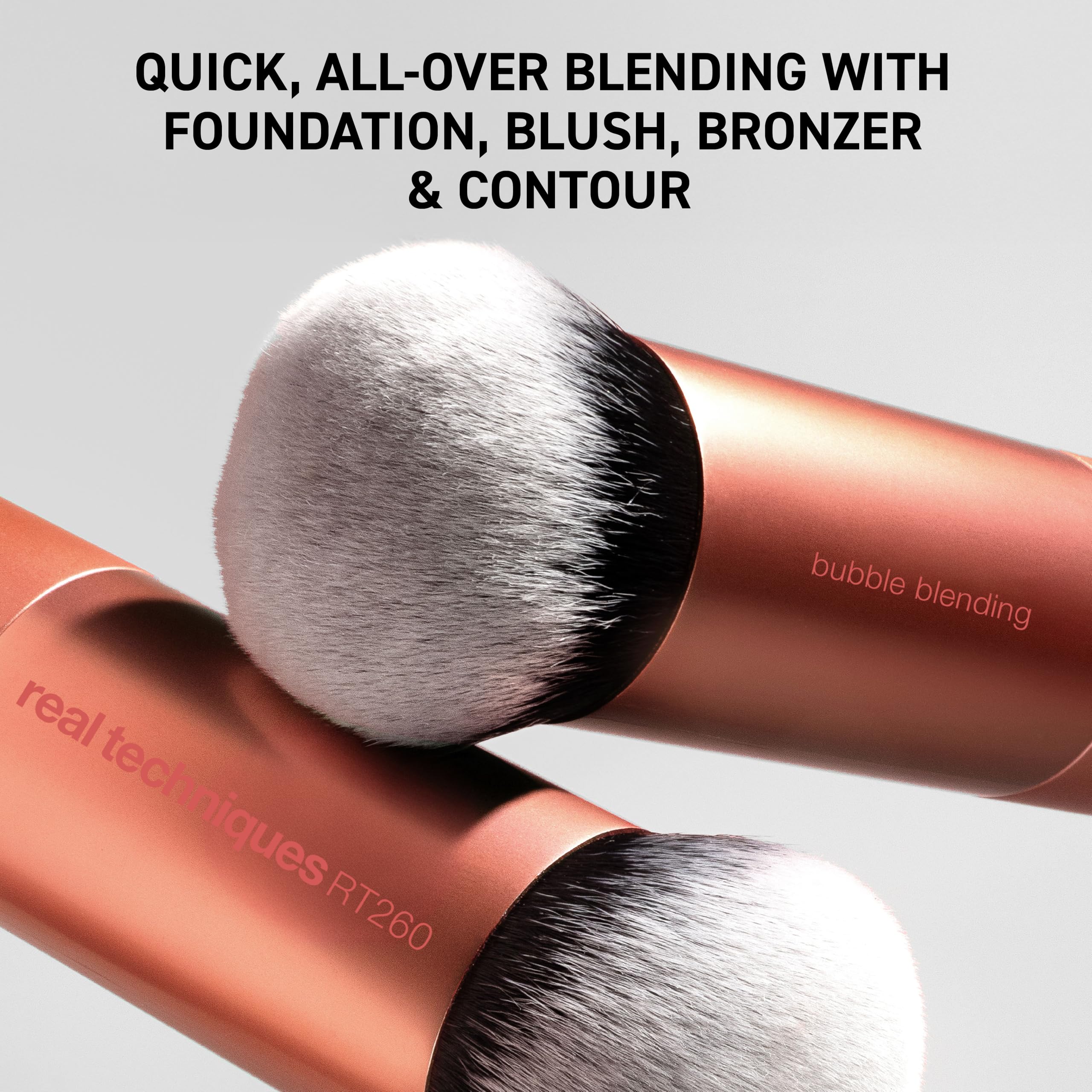 Real Techniques Bubble Blending Makeup Brush, Multipurpose Foundation Brush For Liquid, Cream, & Powder Products, Unique Round Brush Head, Synthetic Bristles, Vegan & Cruelty Free, 1 Count