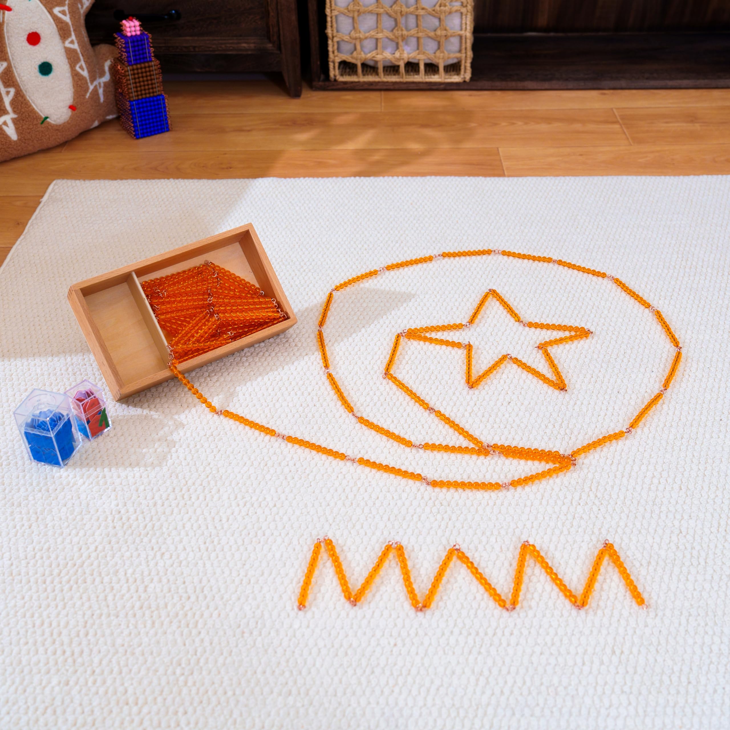 Montessori Matemáticas Materiales – Juguete educativo de madera para números y cálculo, preescolar y primaria, educación en casa y aula a partir de 3 años (Montessori 100/1000 collares de