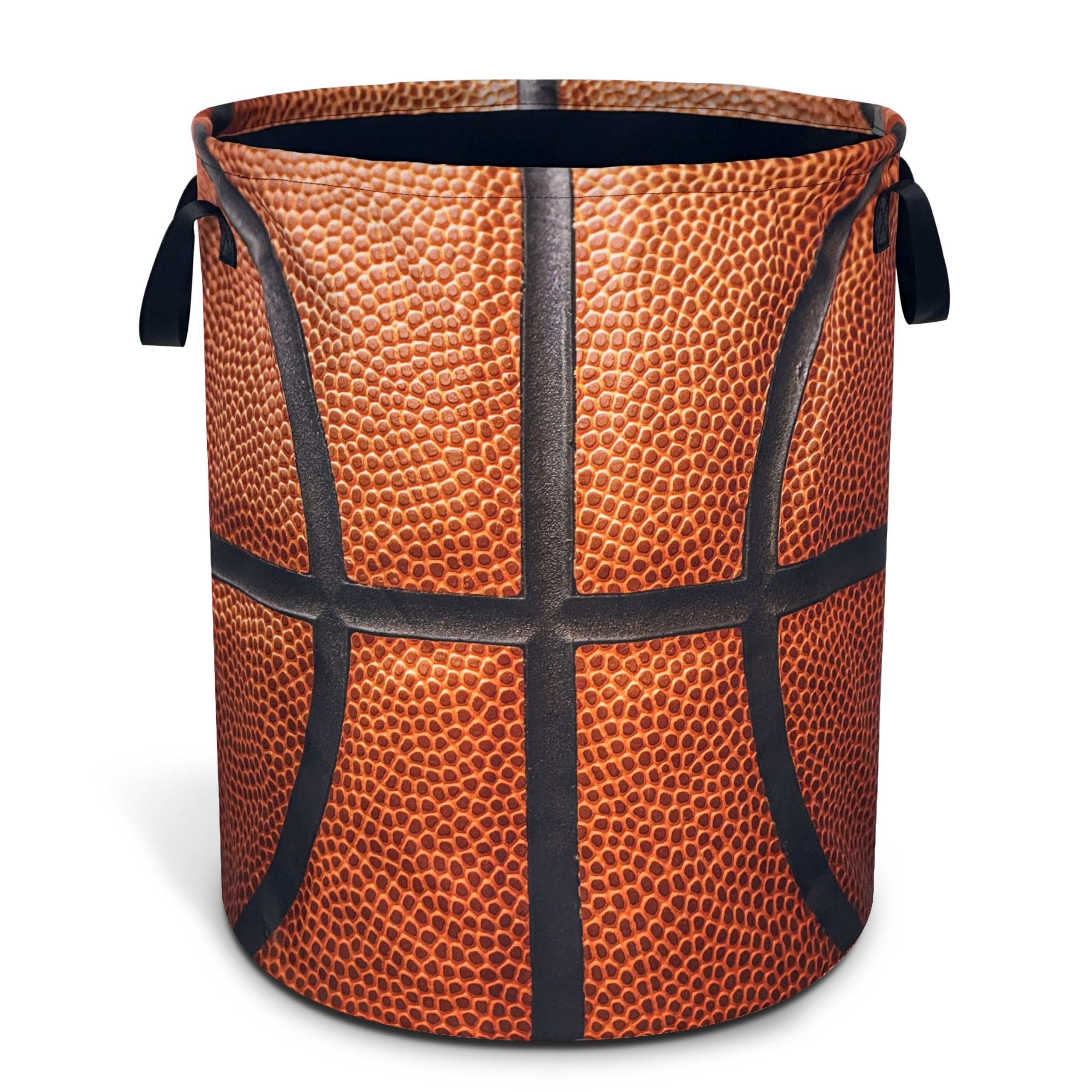 Basketball Texture Laundry Basket Foldable Oxford Cloth Hamper 18.9x16.5 In