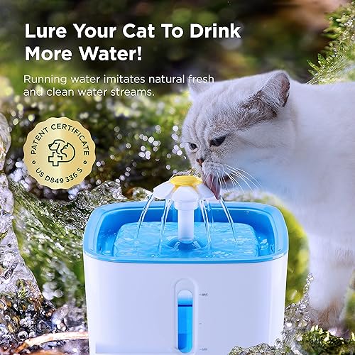 Miniatura 3 de Ciays - Fuente de agua para gatos, fuente de agua automática para mascotas, dispensador de agua para perros de 84 onzas/2.5 L con 3 filtros de