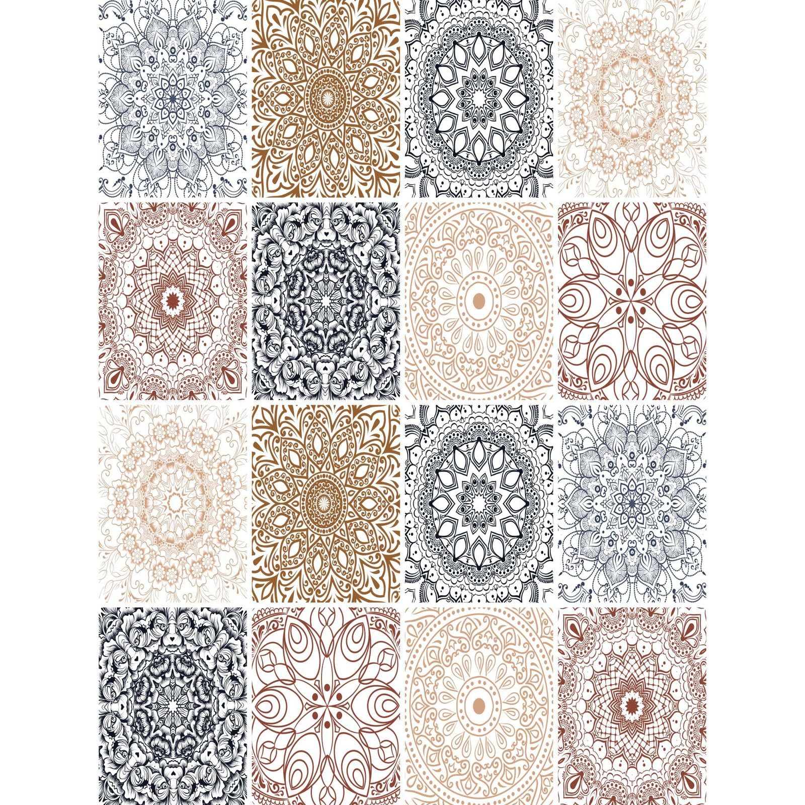 FoLIESEN - Autocollants Pour Carreaux | Carrelage Adhesif | Film Autocollant Pour Carrelage De Salle De Bains Et De Cuisine | Retirable Sans Résidus | Patchwork No.6, 14.5x19.5 Cm / 16pcs