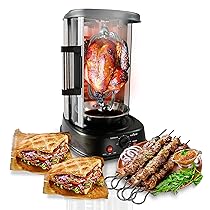 NutriChef Girarrosto Elettrico Forno Verticale 1500 Watt da Appoggio, per Kebab, Pollo Arrosto, Shawarma e Spiedini, con 7 Spiedi e Porta Resistente al Calore, per Casa e Cucina