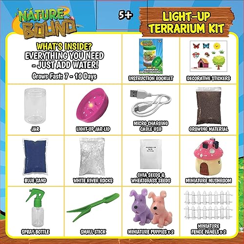Miniatura 3 de Nature Bound Kit de terrario iluminado con luz LED para niños, incluye tema de animales de cachorro, kit de ciencia STEM para niños y niñas, regalos