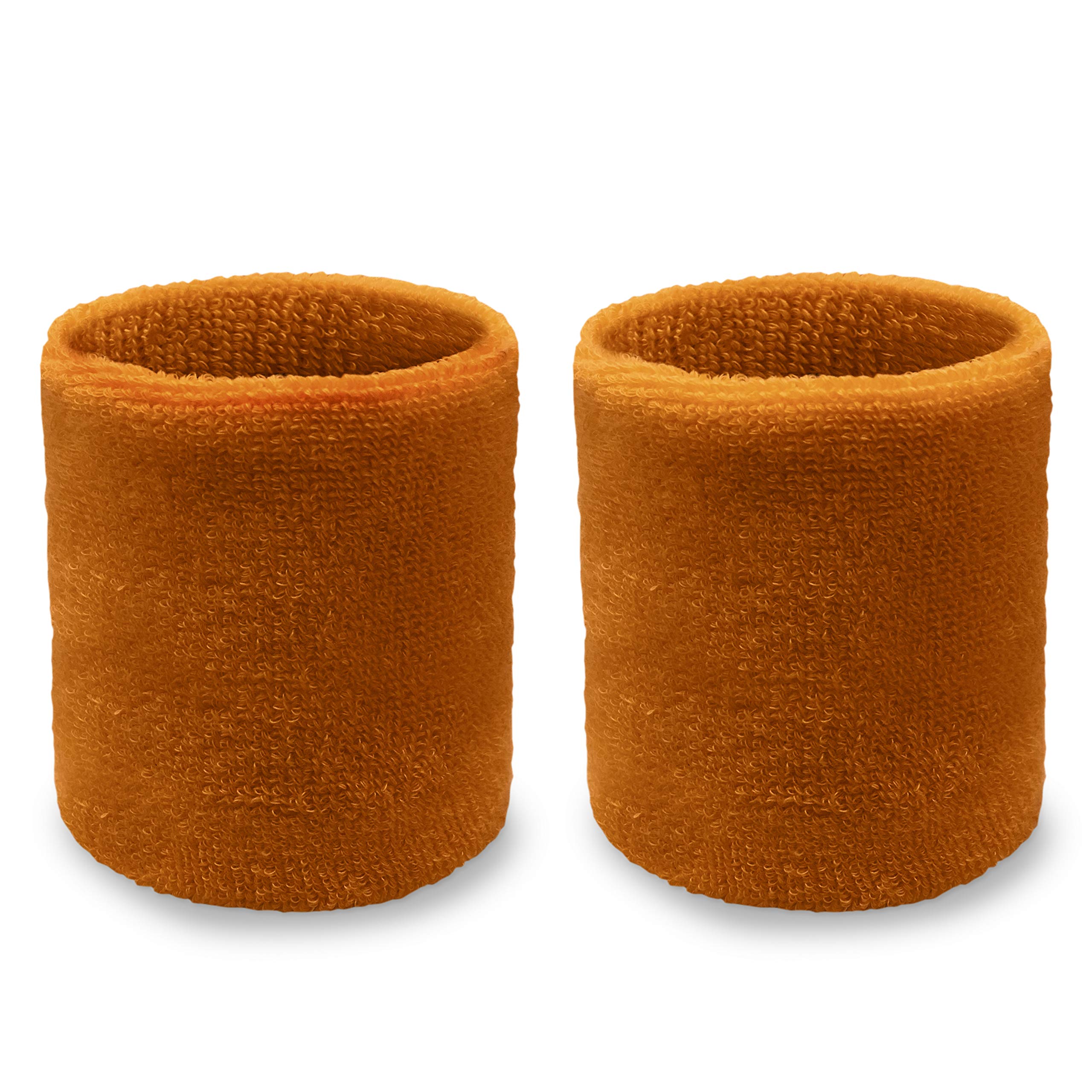 Couver Wrist Sweatband - Solid Cotton Terry Cloth Sport Wristband, 1 Pair, Tan