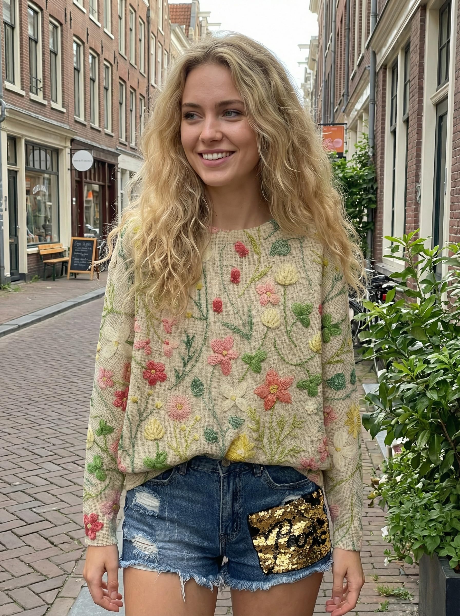 Women's Christmas Pullover Sweater Long Sleeve Oversized Printed Cute Crewneck Knitted Top 2026 Trendy Fashion