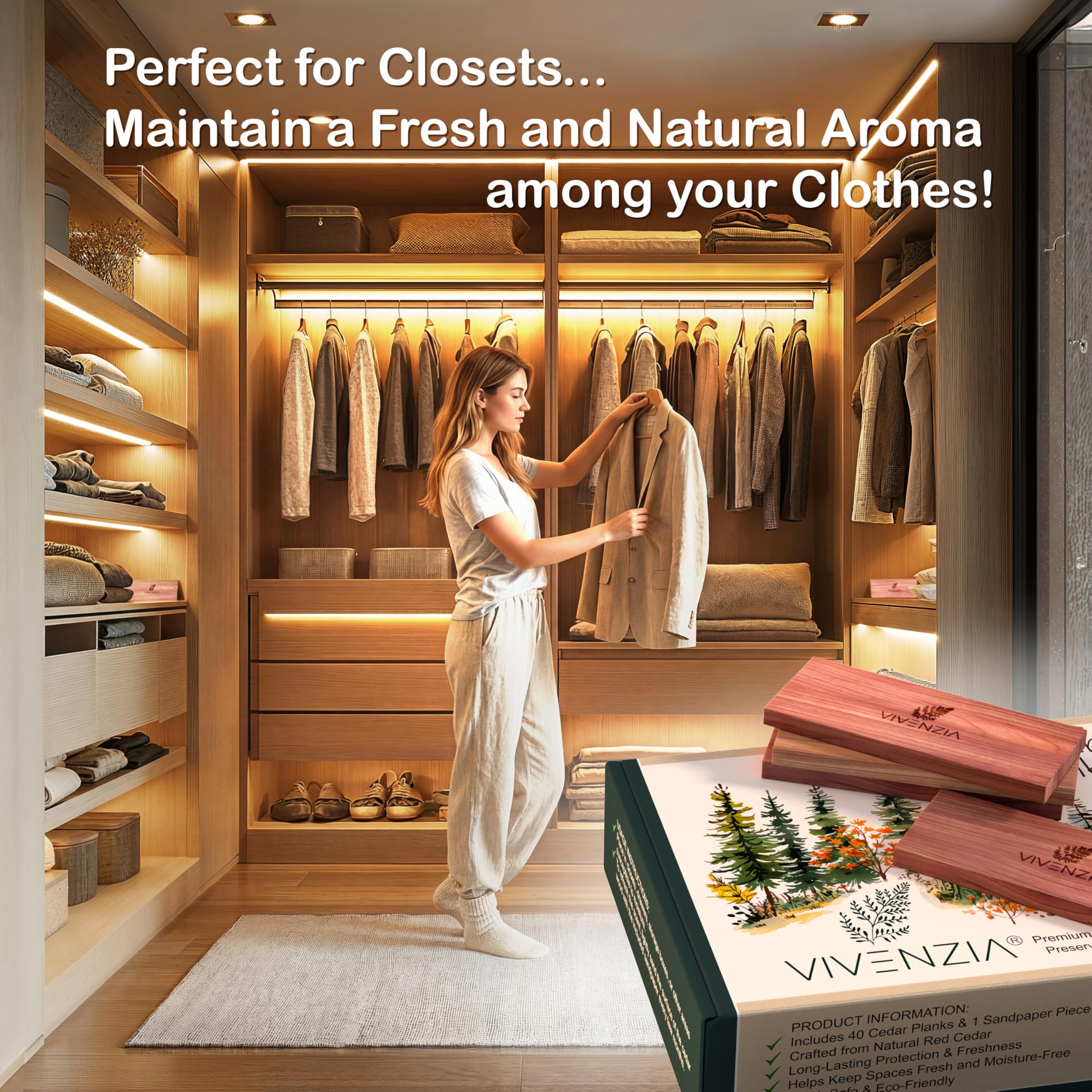 Amazon.com: Vivenzia Cedar Blocks for Clothes Storage, 40 Cedar