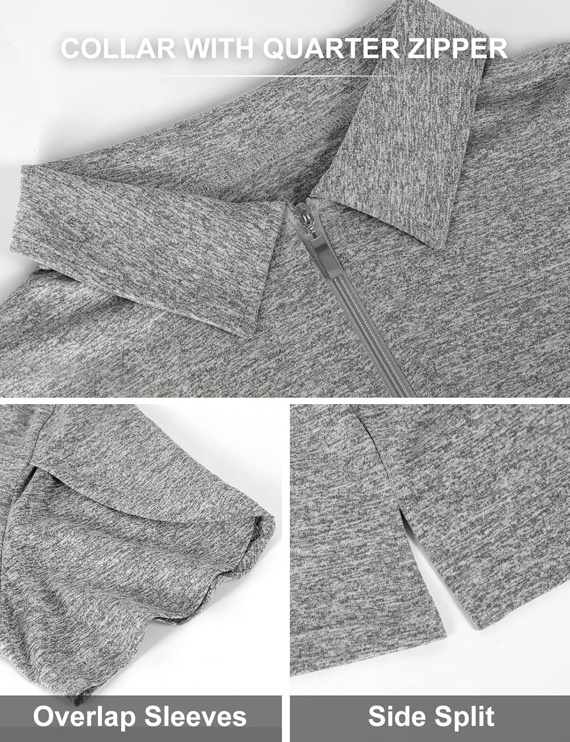 Viracy Womens Golf Polo Shirts 1/4 Zip Up Overlap Short Sleeve Quick Dry Workout Tops - Image 5