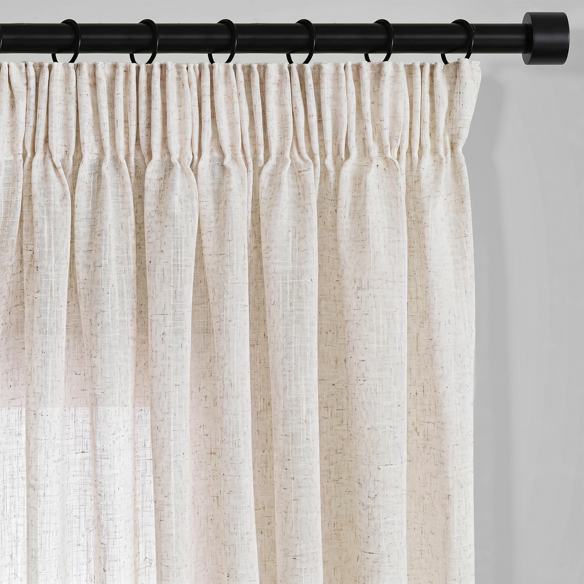 MYSKY HOME Cortina semitransparente con aspecto de lino, cortina con cinta fruncida, para salón, lino, 140 x 235 cm