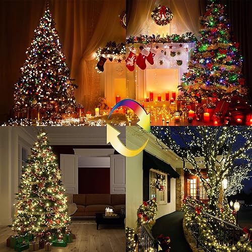 Miniatura 6 de BrizLabs Luces de Navidad de doble color, 269 pies, 800 luces LED de Navidad de color blanco cálido y multicolor con control remoto, 11 modos de