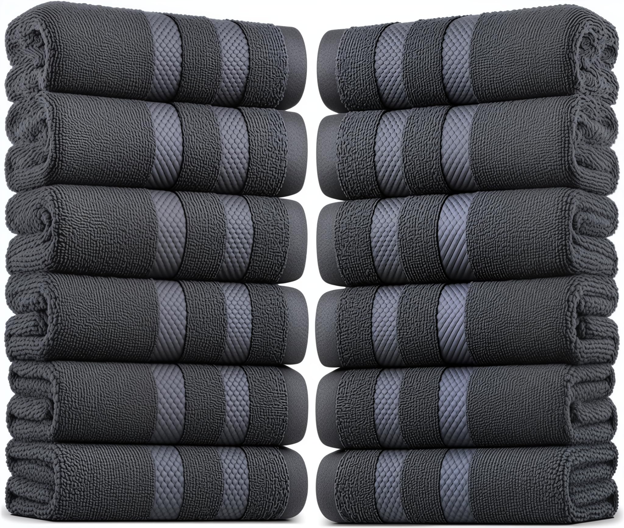 EDB Pack of 12 Large Bath Sheet Towels - 100% Egyptian Cotton Hotel Quality Big Jumbo Bath Towel – 75x150cm, 500-GSM - Highly Absorbent Quick Dry Gym, Spa, Saloon Towels (Charcoal Grey)