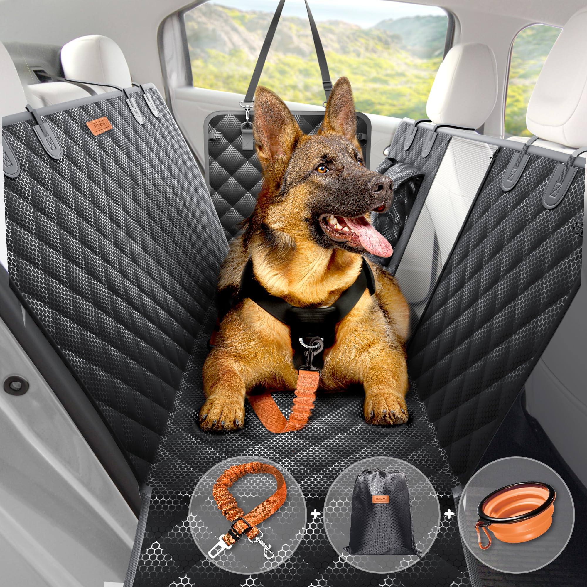 PetKing Premium Funda Coche Perro Asiento Trasero Cubre Asientos Coche Perro Protector Coche Perros Asiento Manta Cubreasientos Coche Perro Trasero Funda Protector Asiento para Perros