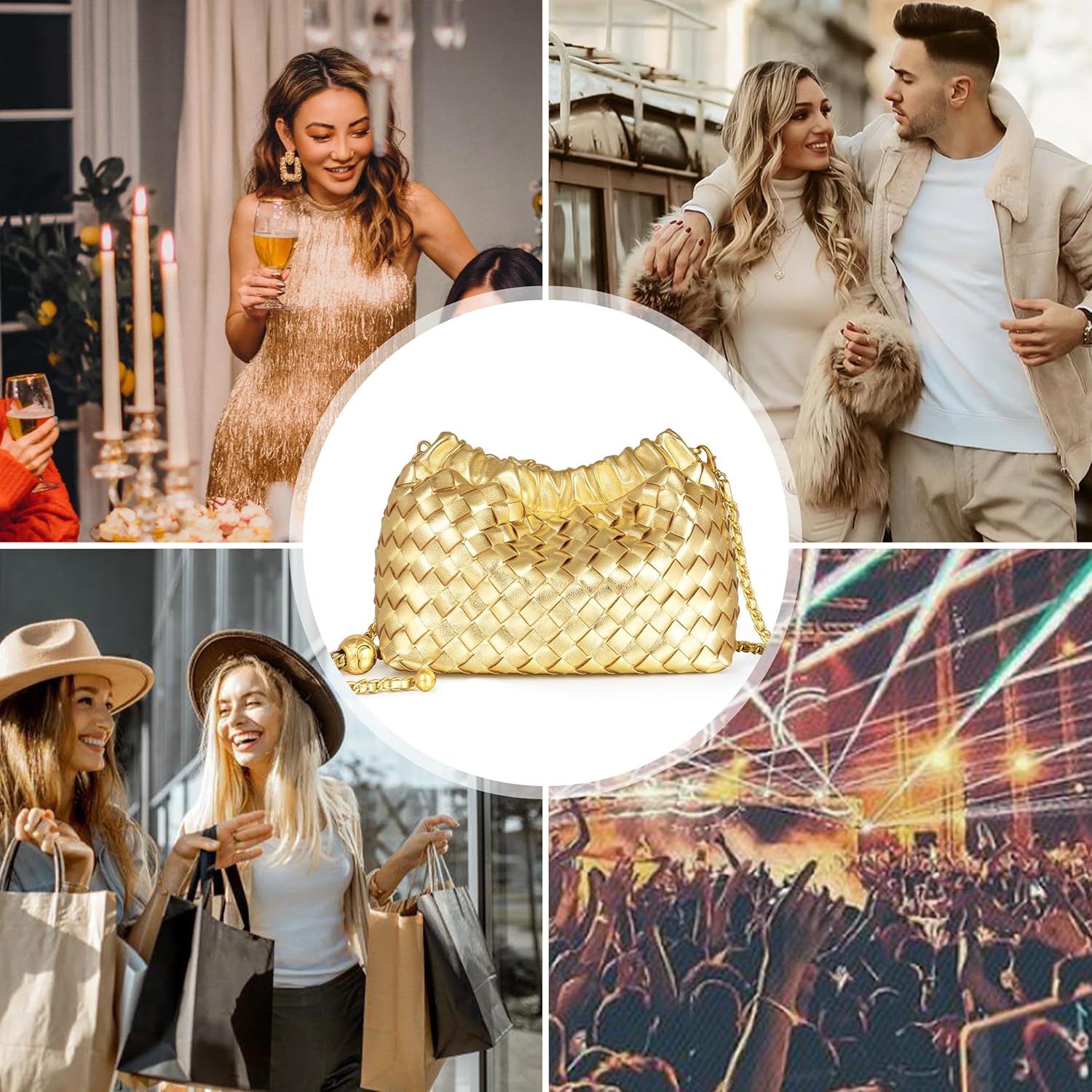 Joryin Woven Women's Crossbody Bag & Evening Purse, Trendy Dumpling Clutch & Hobo Cloud Shoulder Bag Trendy Dumpling Clutch - Image 7