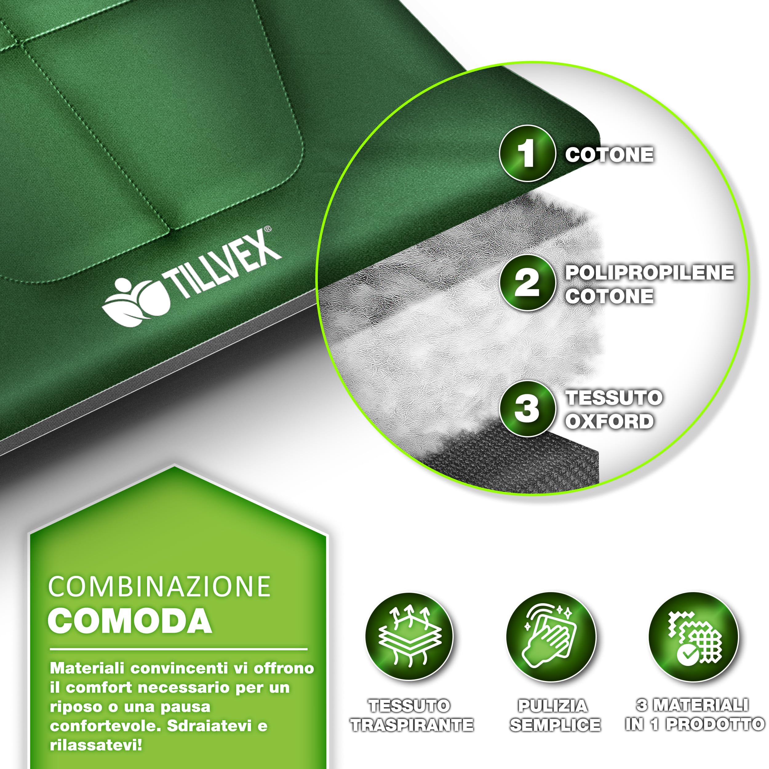 tillvex® Letto da campeggio pieghevole con borsa per il trasporto fino a 200 kg | Lettino da campeggio extra largo | Lettino da campeggio per interni ed esterni | Letto pieghevole per gli ospiti