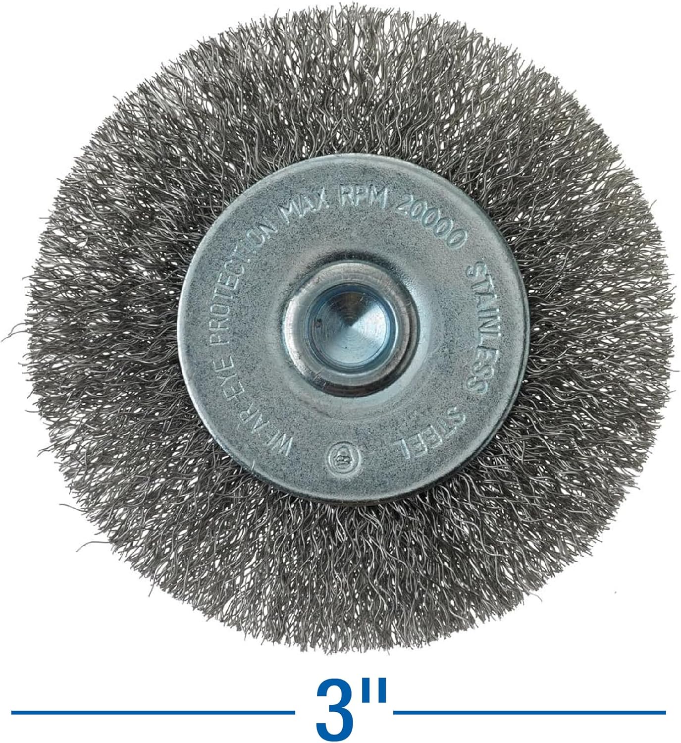 Mercer Industries 182050B - 3" x 1/4" Shank Crimped Wire Wheels, .008 Stainless Steel Wire (20 pack)