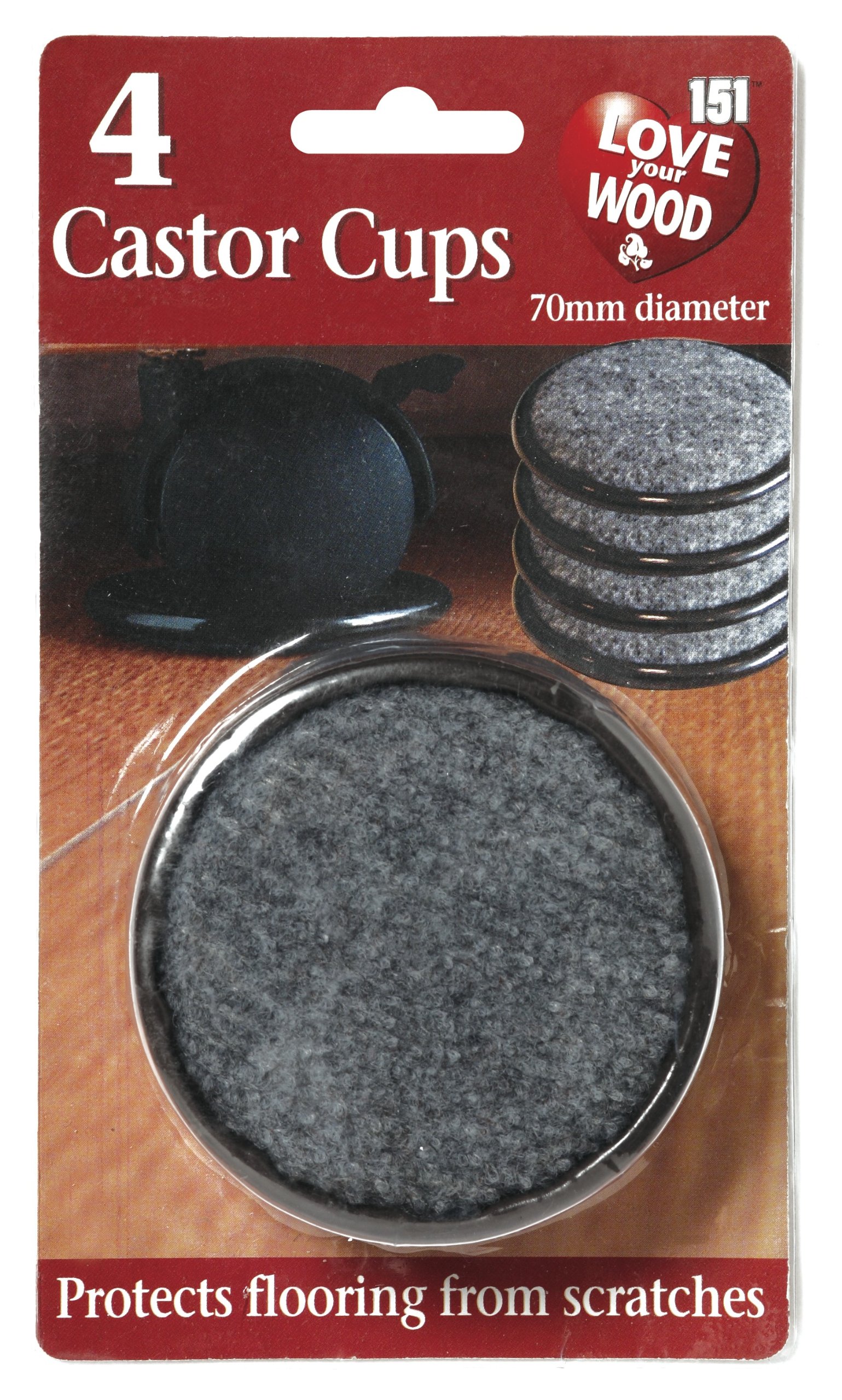 Unknown Castor Cups 4Pk 70Mm