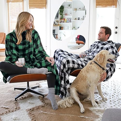 Miniatura 2 de Catalonia Manta de vestir con mangas y bolsillo, acogedora manta de forro polar suave de visón de microfelpa para mujeres y hombres