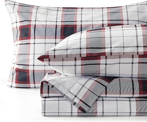 Bedsure Juego de sábanas de franela de tamaño individual, 100% franela de algodón con bolsillos de 16 pulgadas de profundidad, sábanas de franela de