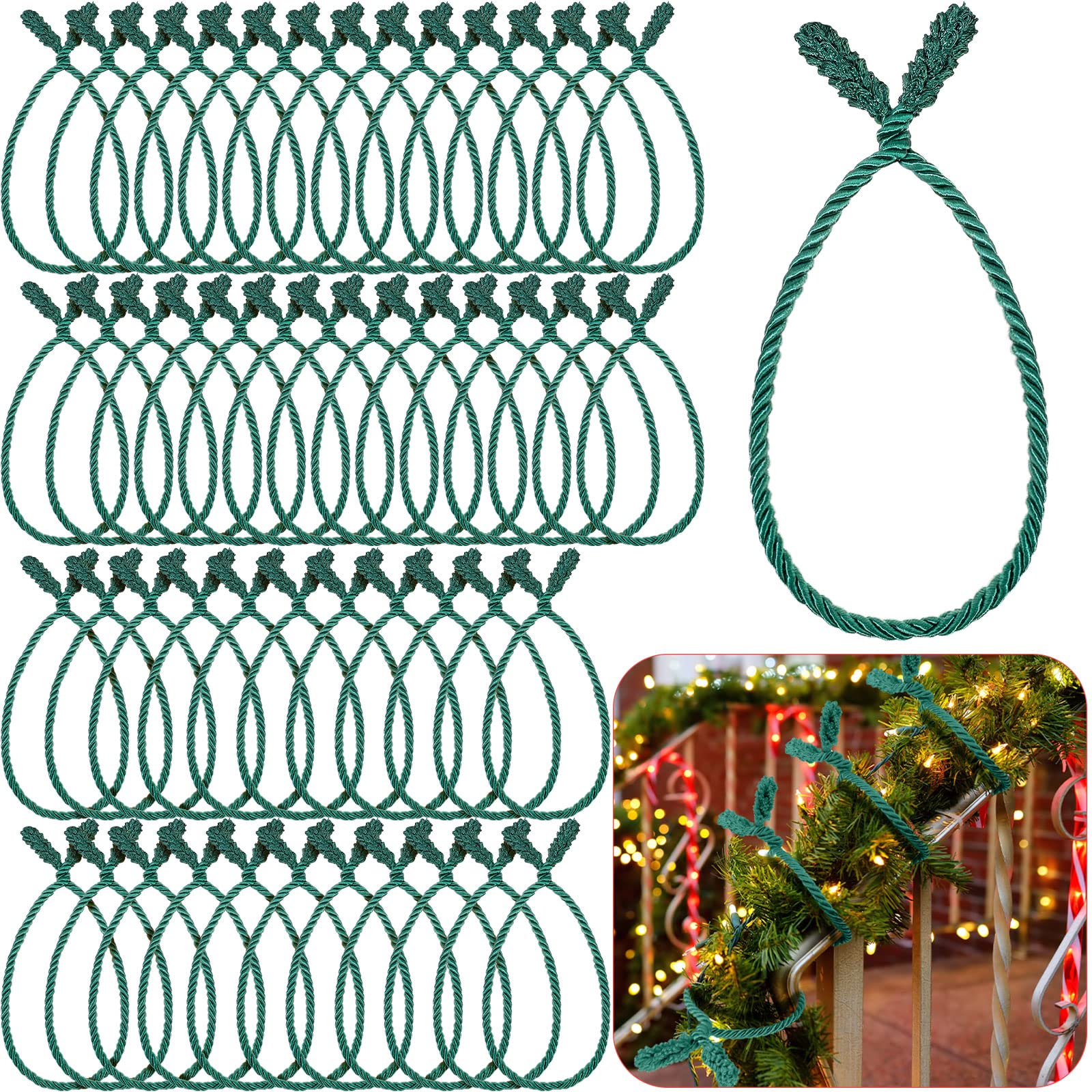 Photo 1 of 20 Inches Christmas Garland Ties Christmas Decorative Twist Ties for Banister Reusable and Flexible Twist Ties for Xmas Holiday Home Decorations Christmas Craft Wrapping (100 Pcs,Green) 100 Green