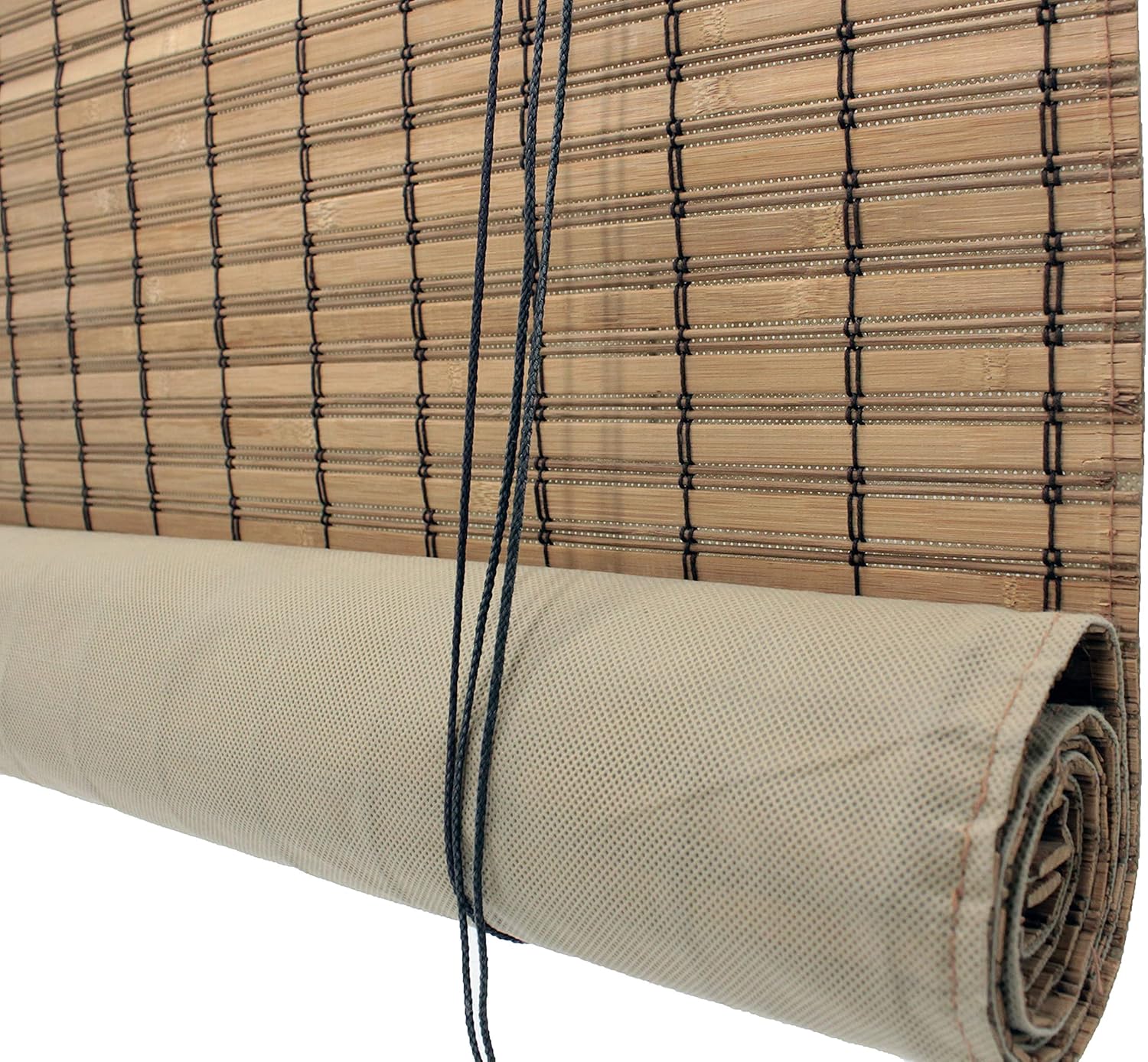 Seta Direct, Brown Bamboo Slat Roll Up Blind with Privacy Backer Liner - 48-Inch Wide By 72-Inch Long