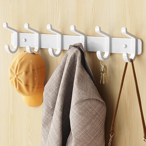 Miniatura 9 de Perchero para colgar en la pared, resistente, 6 ganchos para colgar sombrero, ropa, bata, llaves, mochila, toallas de baño, chaqueta, bolso,