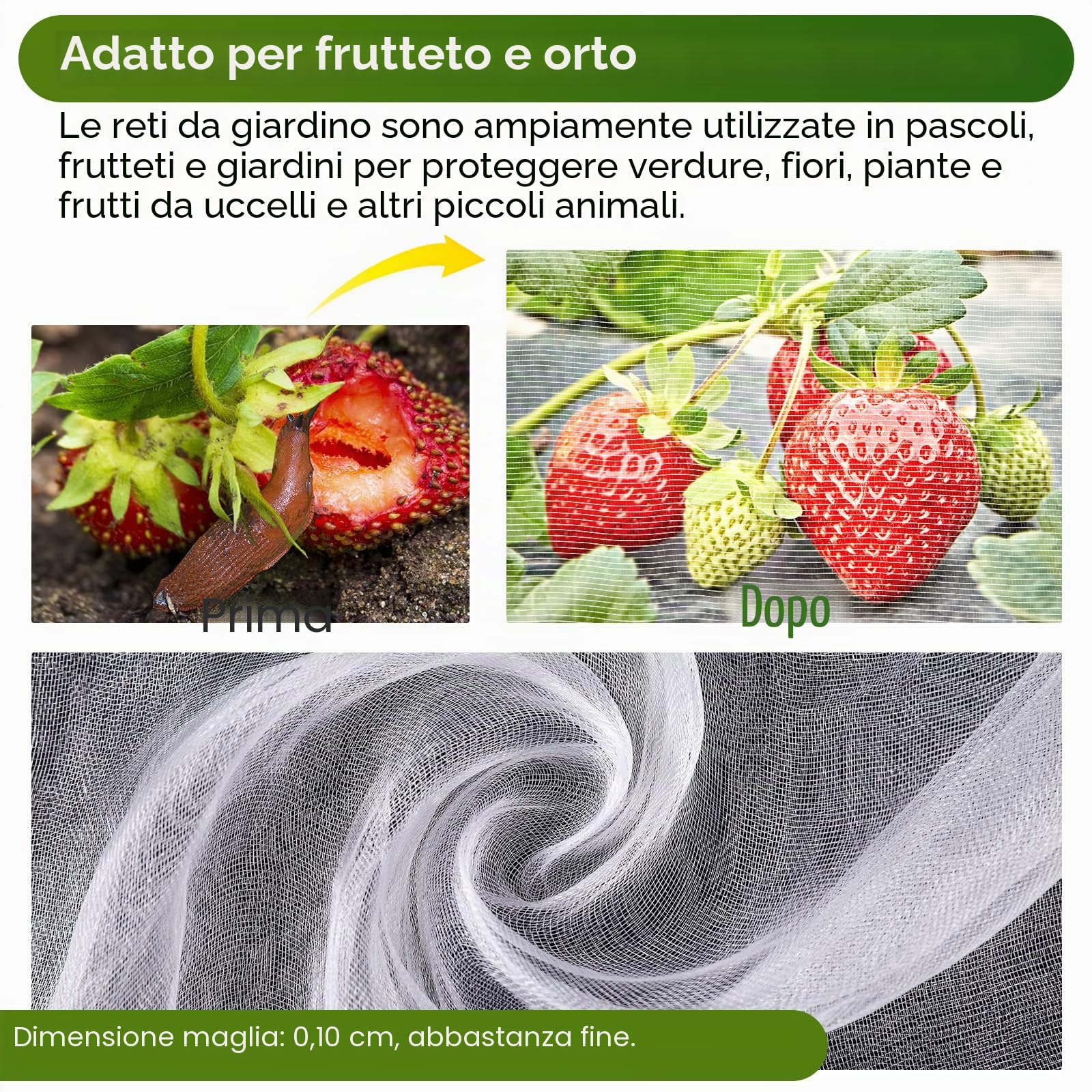 10 x 15 m rete a rete da giardino, per alberi da frutto e piante, per verdure, mirtilli, cespugli di piante, protezione schermo