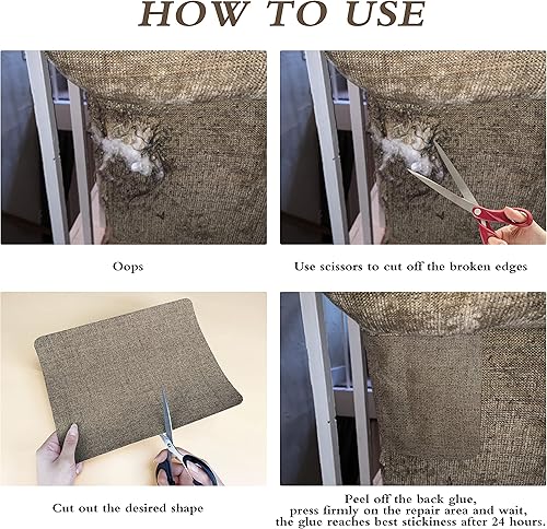 Miniatura 5 de Parches de reparación de lino grueso, parches de tela de lino autoadhesivos, 8 x 11 pulgadas, 2 unidades, multicolor, se pueden utilizar para