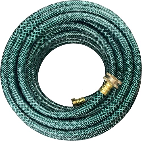 Manguera de jardín de PVC de 12 pulgada, color verde, resistente, con accesorios de latón macizo, sin fugas, flexible, para exteriores, césped,