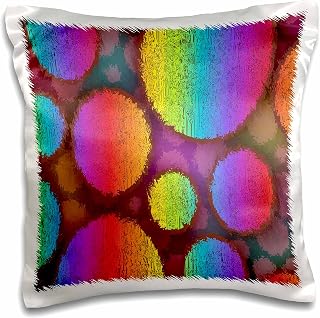 3dRose 16x16 inch Pillow Case - Image of Colorful Smooth Ovals in Rainbow Colors Painting Lens Art by Florene - Abstract Paintings On Glass