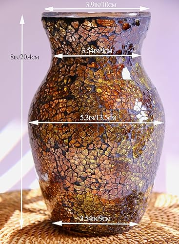 Miniatura 3 de ZHIPINHUI Florero de mosaico de vidrio de 8 pulgadas de alto, florero decorativo para decoración del hogar, moderno jarrón de mosaico de tamaño