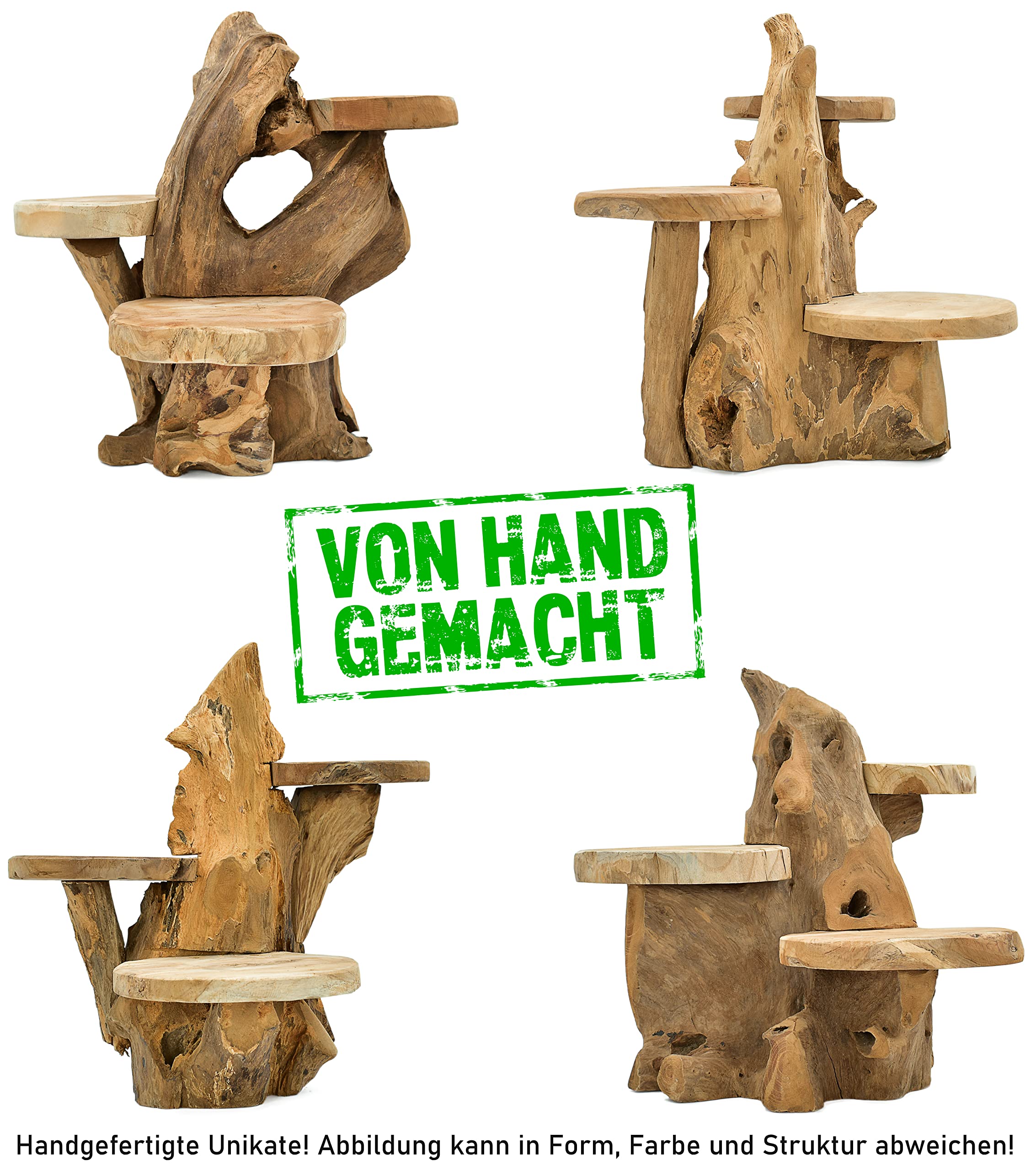 Teak Blumenständer mit 3 Ablagen Blumenpodest Pflanzentreppe Blumenregal Ständer Blumenhocker Massiv Holz Podest Regal 60cm