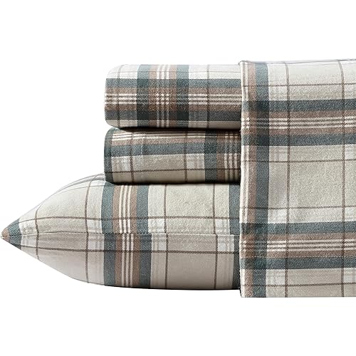 Eddie Bauer - Full Sheets, Cotton Flannel Bedding Set, Brushed For Extra Softness, Cozy Home Decor (Edgewood Plaid, Full)