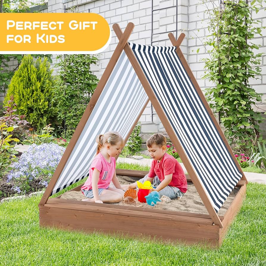 Amazon.com: HONEY JOY Sandbox with Canopy, Fir Wood