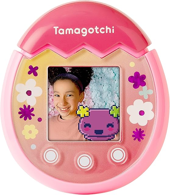 TAMAGOTCHI 42901 Bandai Pix-The Next Generation of Virtual Reality Pet with Camera, Games and Collectable Characters-Floral, Single, Pink