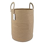 XUANGUO Cotton Rope Laundry Basket Hamper for Clothes Woven Storage Basket for Living Room Bedroom Boho Tall Rope Baskets for Blanket Toys Pillow Towels Baby Nursery Hamper Bin Large jute