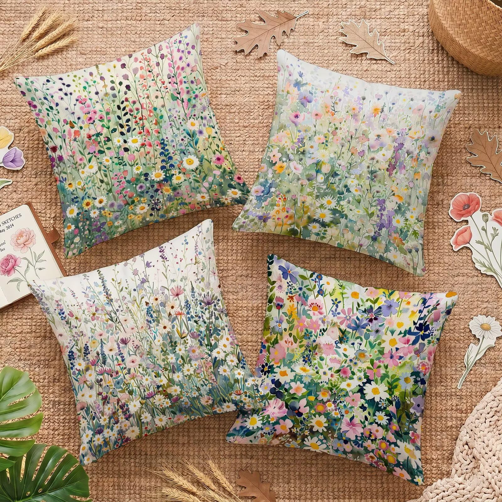 Housse de coussin 40x40cm imperméable en velours pour salon de jardin