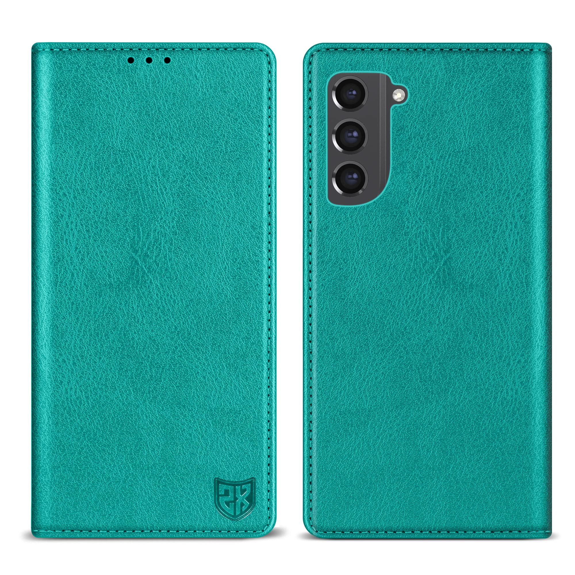 ZZXX for Galaxy S21 FE Wallet Case Strong Magnetic 6.4 inch,Lake Blue