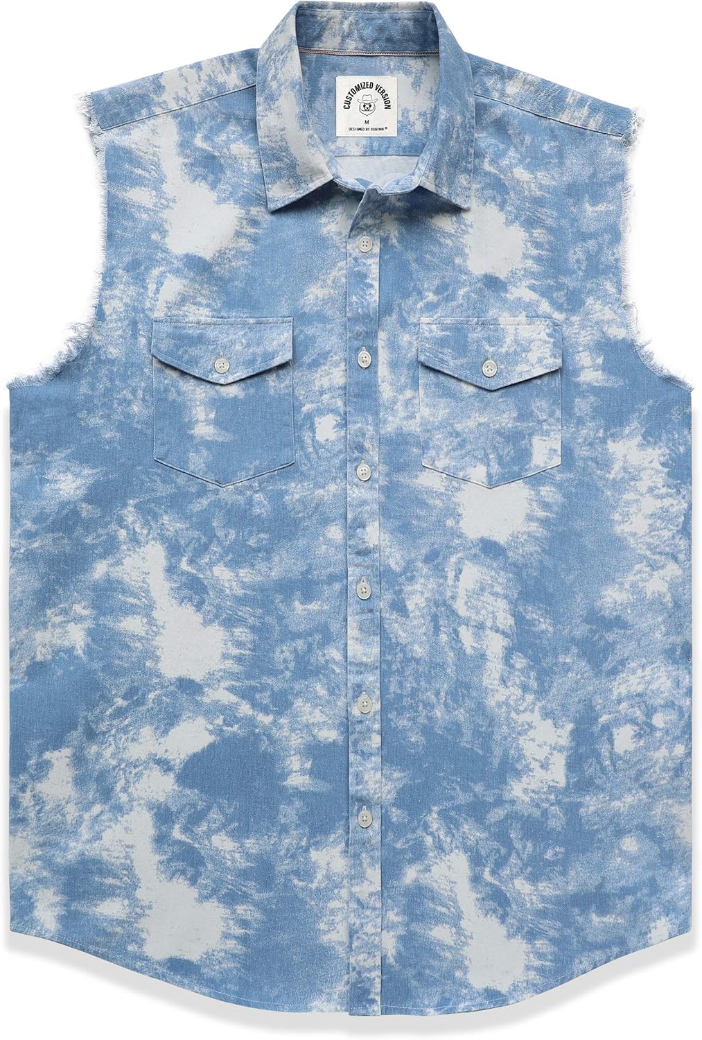 Dubinik® Men's Sleeveless Denim Shirt Button Down Cowboy Lightweight Jean Vest