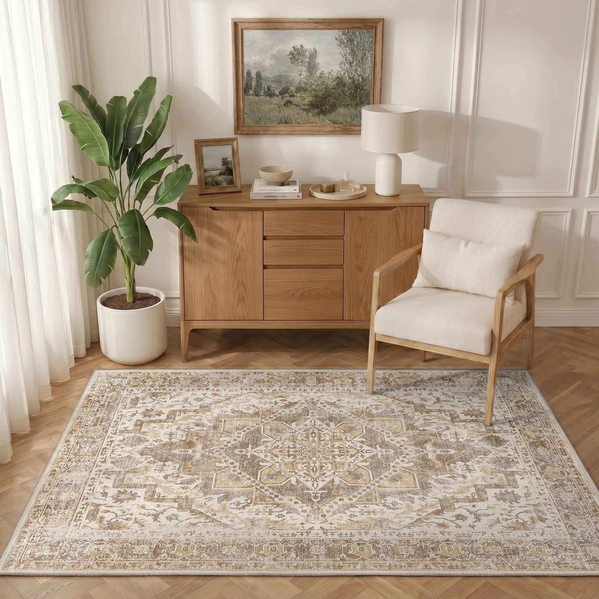 INOVADAY Waschbarer Teppich Wohnzimmer Vintage