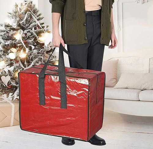 Miniatura 5 de ProPik Almacenamiento de adornos de Navidad, bolsa de accesorios de vacaciones, lona a prueba de desgarros de 18 x 10 x 15 pulgadas con asas y
