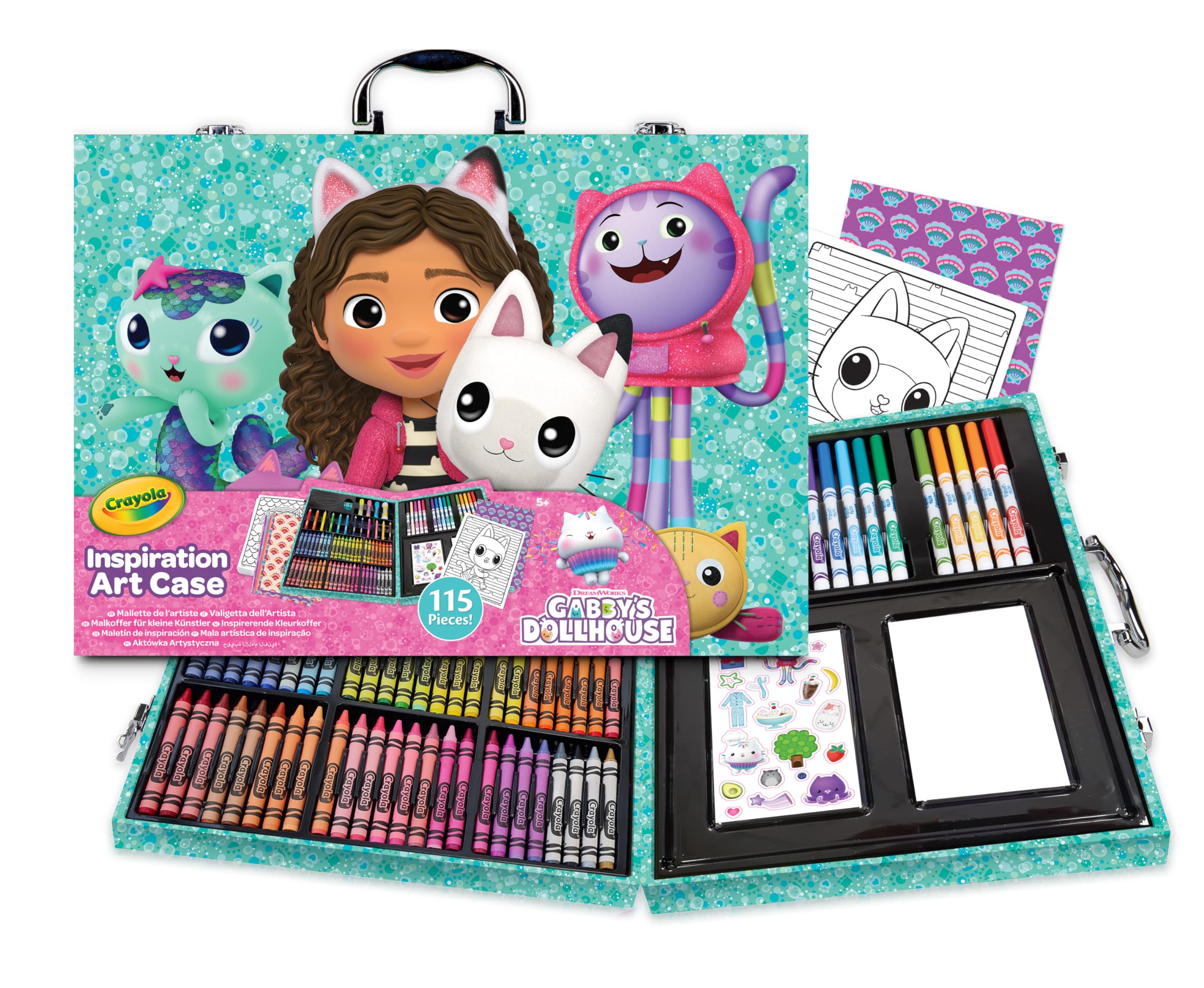 CRAYOLA - Inspiration Art Case - Gabby's Dollhouse Colour Case - Ideal for Drawing and Coloring, 115 Pieces, Marker, Wax Crayons and Pencils, 04-2966