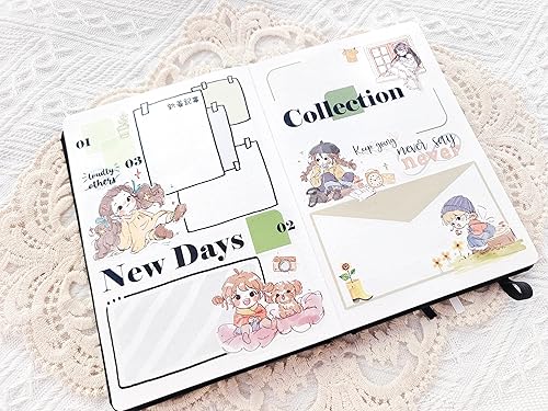 Miniatura 6 de WT Juego de calcomanías de cinta Washi Reminiscente, 3 rollos, diseños originales de niña, manualidades de bricolaje, regalos de diarios,